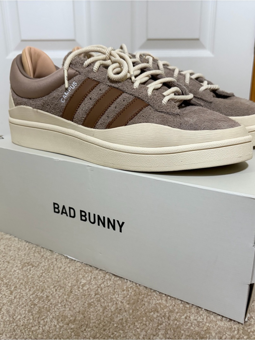 adidas Campus Bad Bunny Suede Sneakers in Taupe and Brown